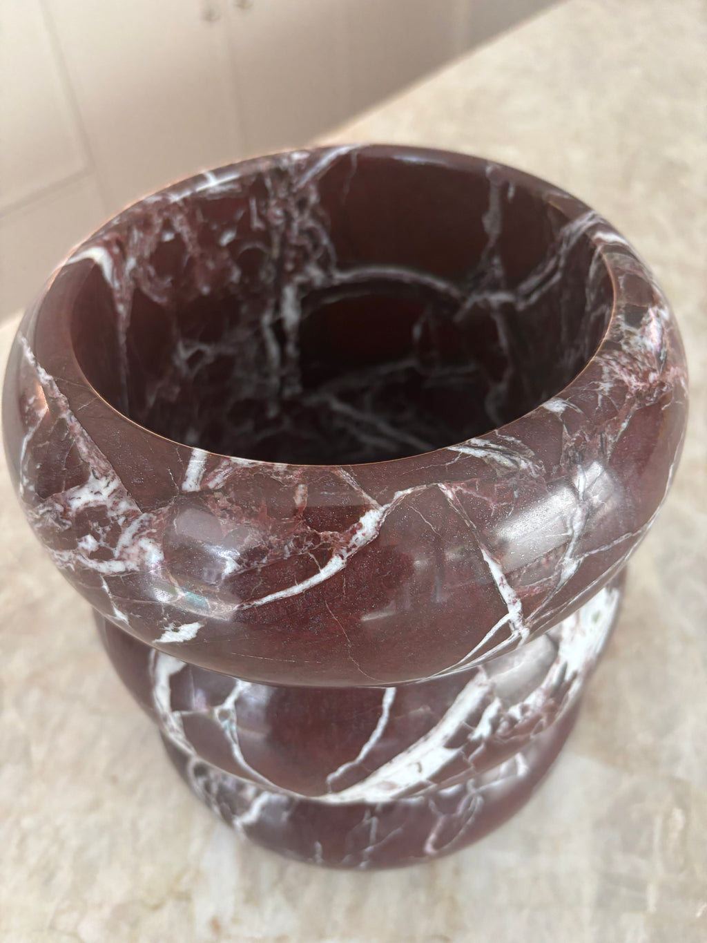Marble Vase in Rosso Levanto