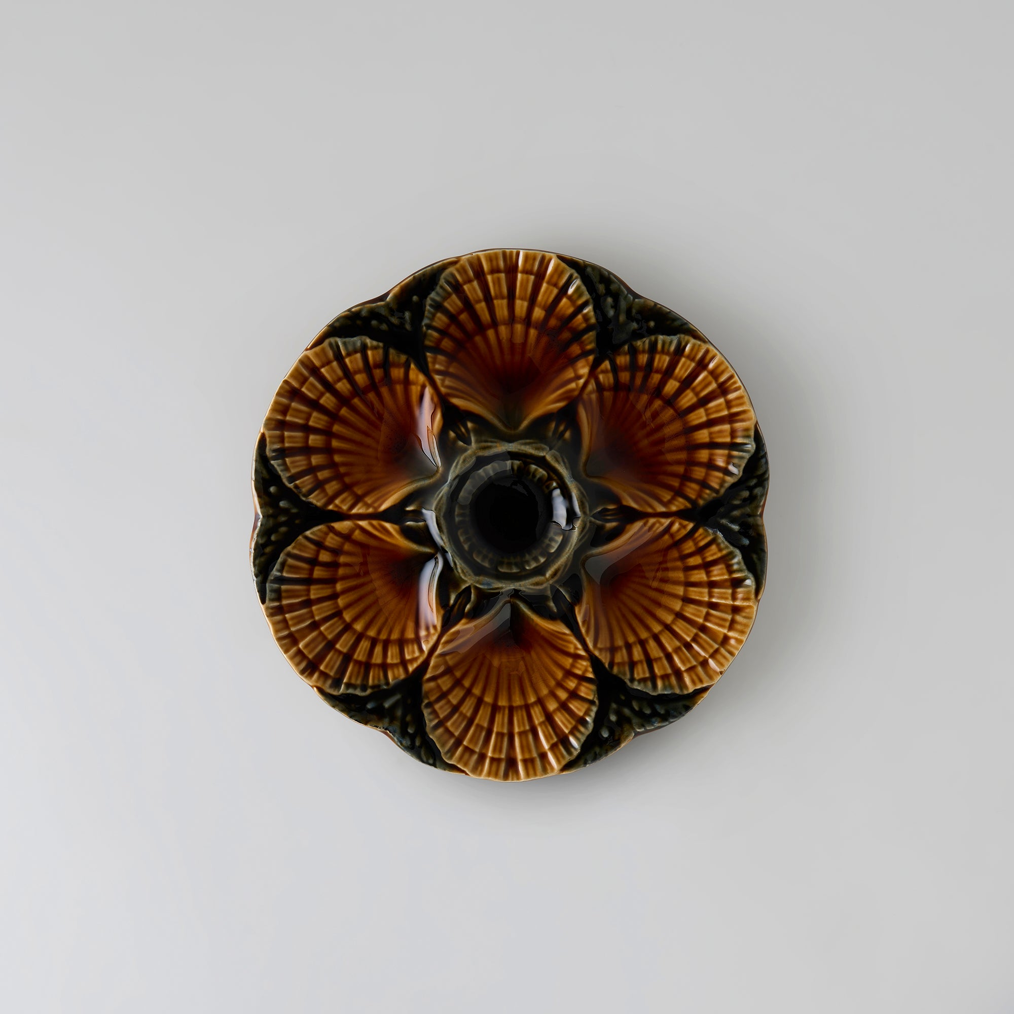 Vintage Sarreguemines Majolica Oyster Plates
